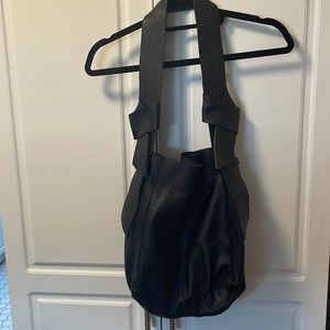 Zara black cow leather shoulder bag